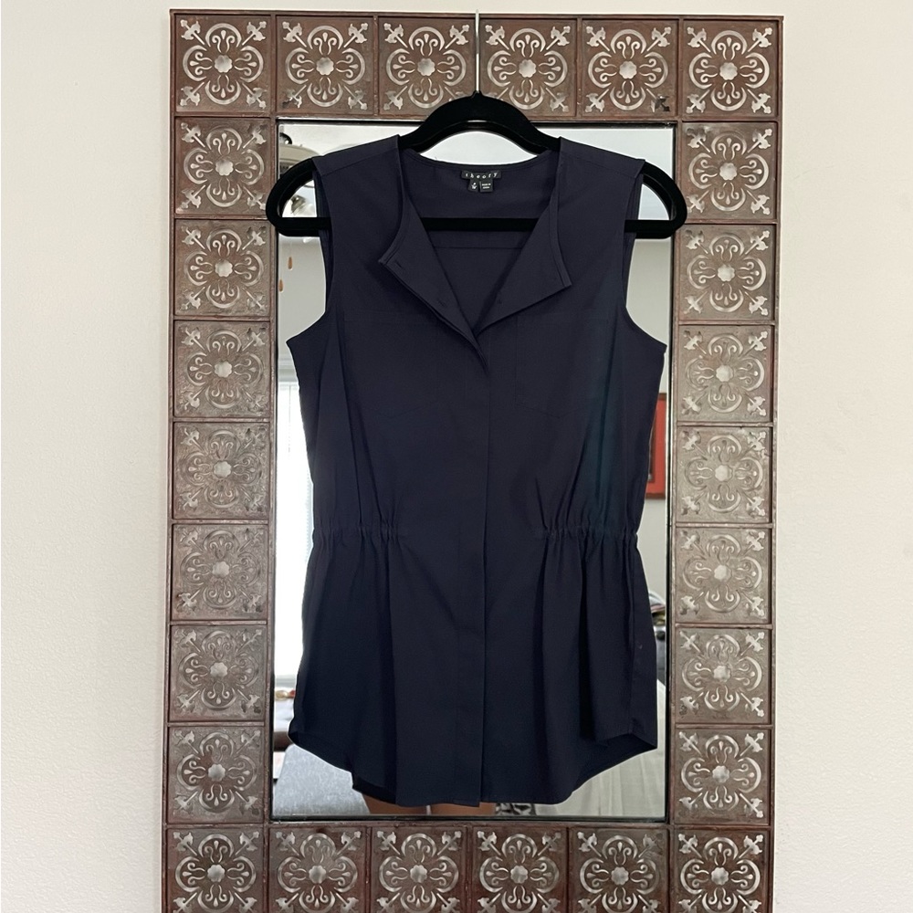 Theory Button Down Sleeveless Blouse - image 1